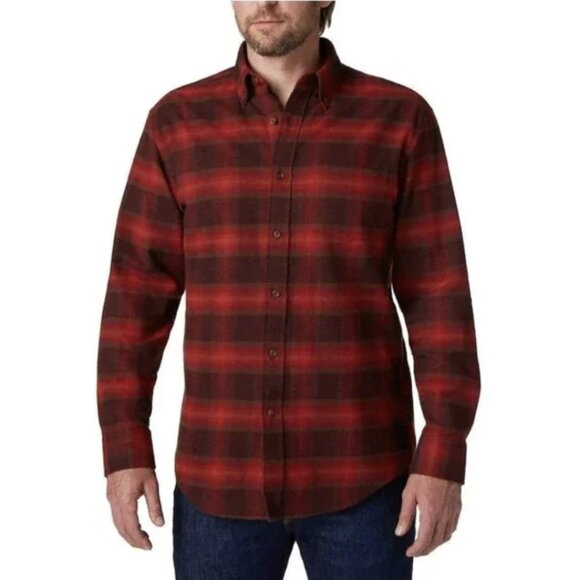 PENDLETON Mason Red Plaid Cotton Flannel Button Down Shirt Country Western Sz M - Picture 1 of 15